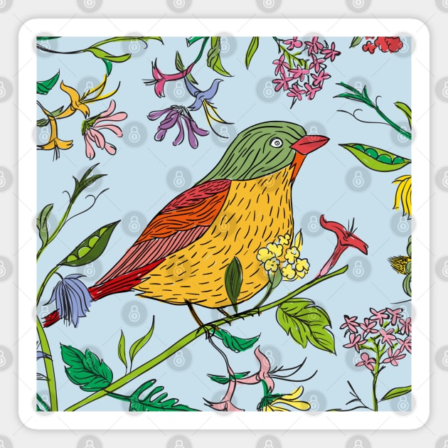 Hand Drawn Bird Spring Magnet by Mako Design 